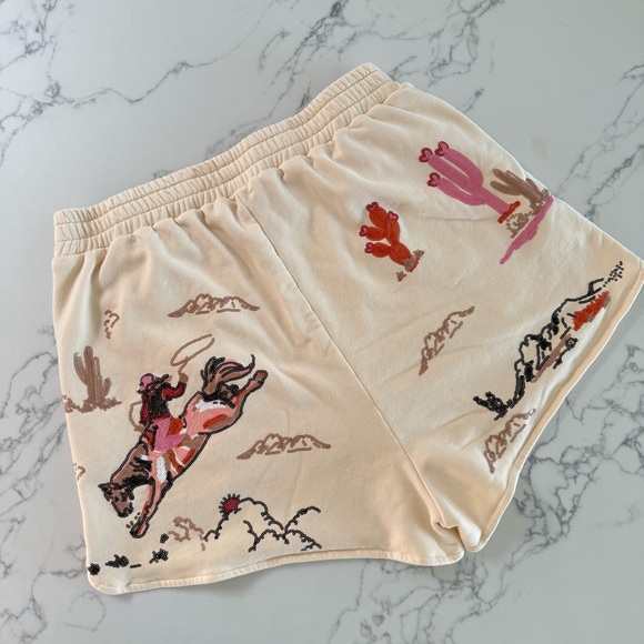 Queen of Sparkles Bucking Cowgirl Shorts - Beige - Size XL - Picture 5 of 6